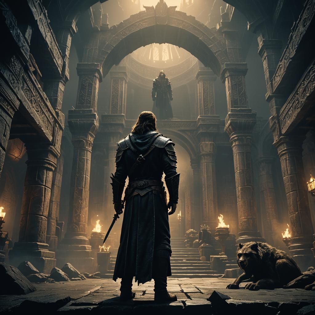 Epic Cinematic Nord Temple Scene with Dovahkiin