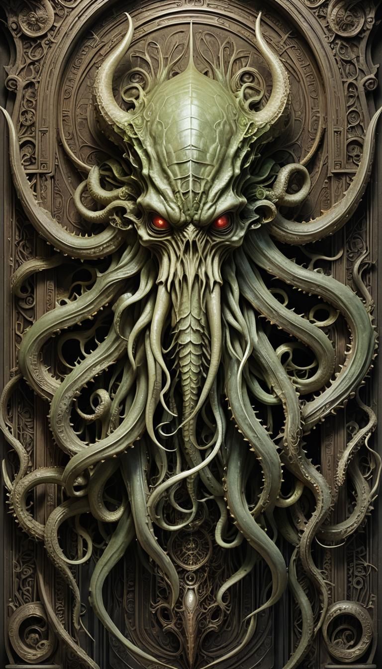 Hyperrealistic Taxidermied Cthulhu in Surrealist Horror Styl...