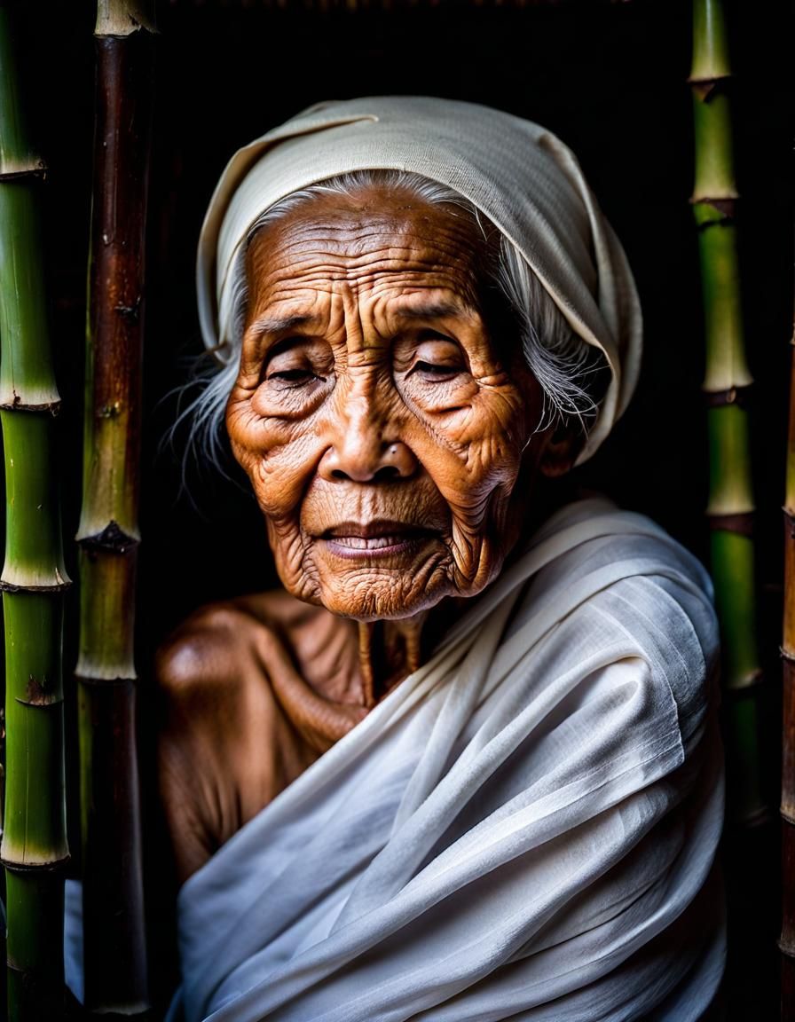 Poignant Photo of Elderly Indonesian Woman in Coffin