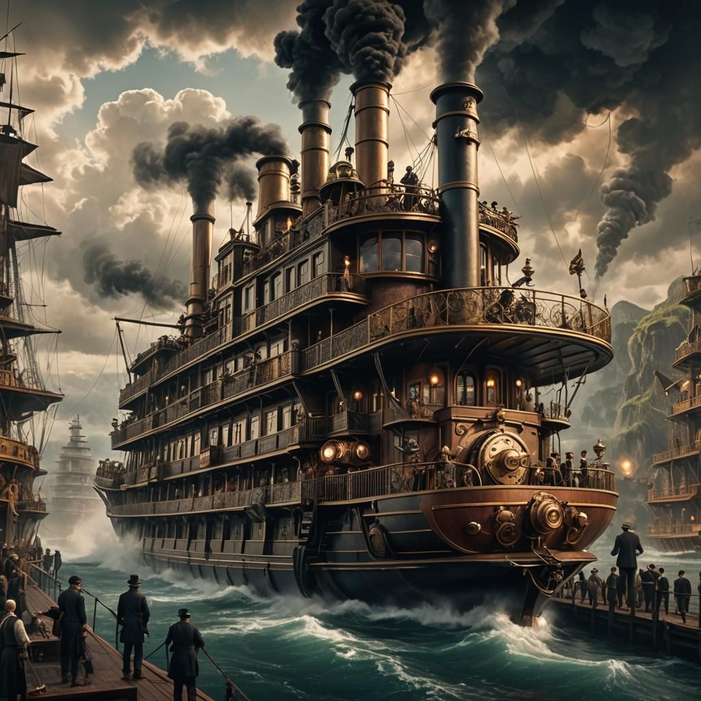 Steampunk Steamboat: Epic Cinematic Digital Matte Painting