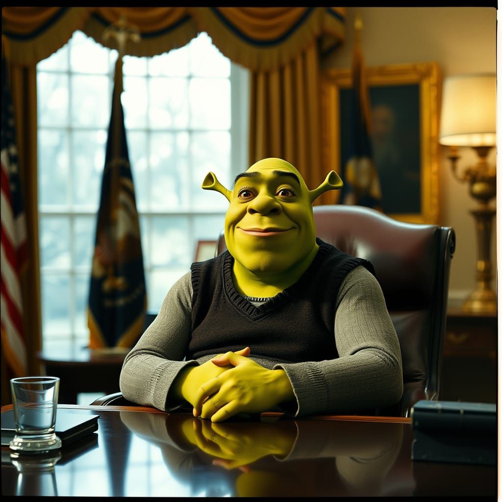 Shrek in Cinematic Presidential Portrait