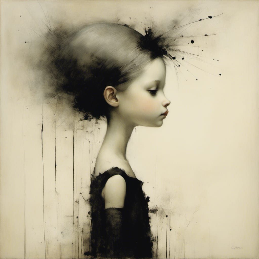 Goth Punk Girl in Storybook Illustration Style