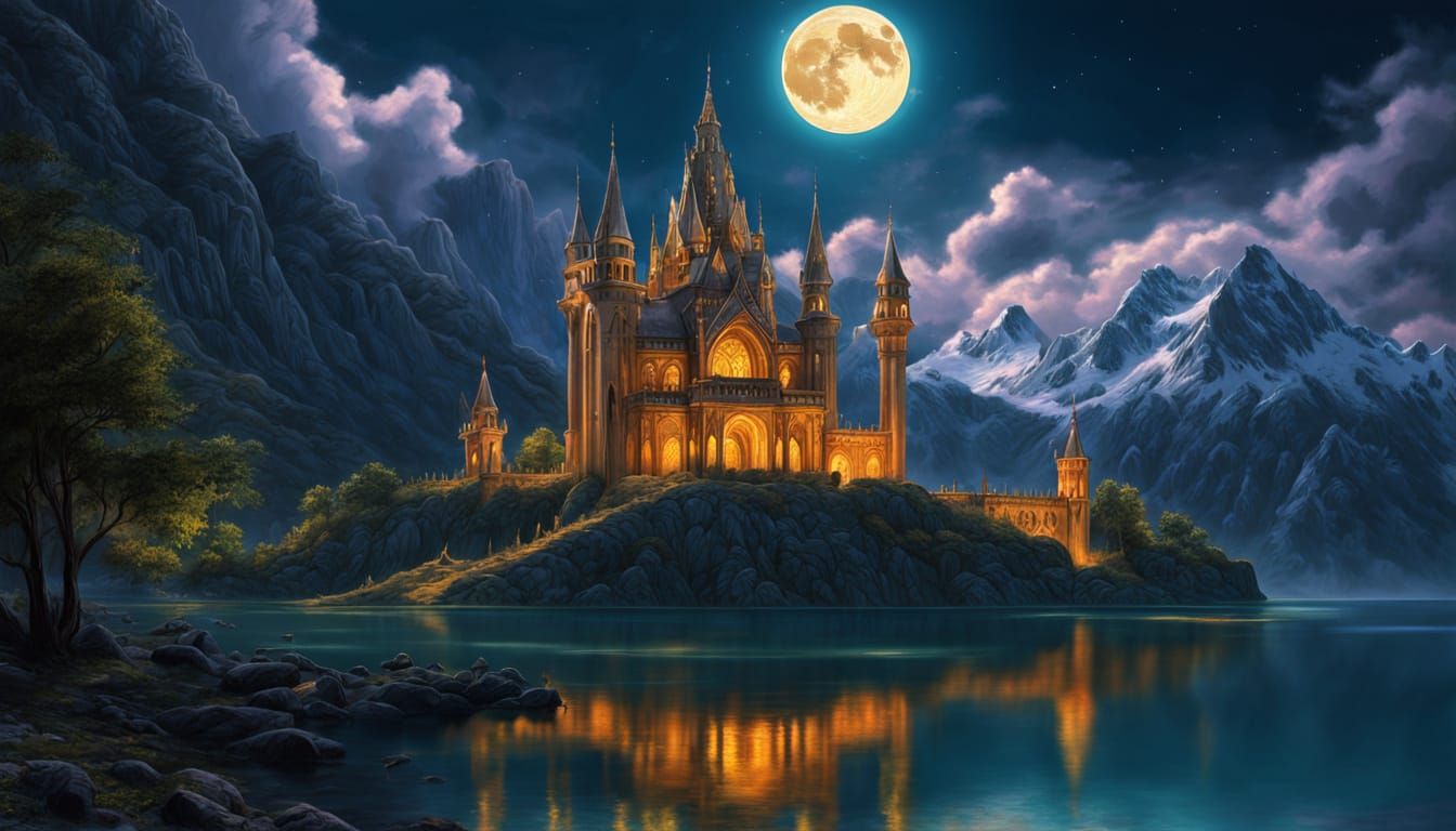 Ethereal Palace Amidst Mystical Mountains