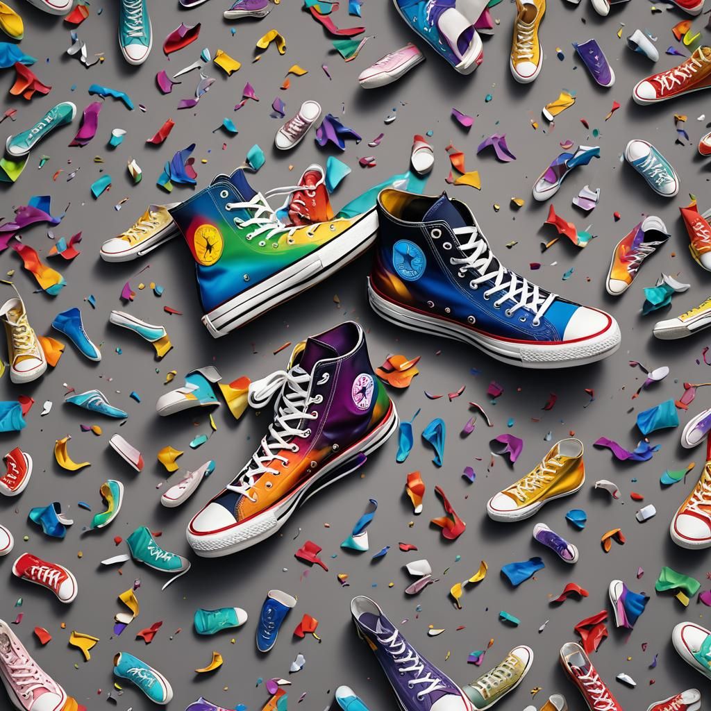 Rainbow Converse Shoe: Detailed Matte Painting