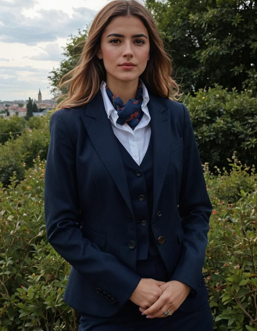 Elegant Turkish Woman in Preppy Business Attire