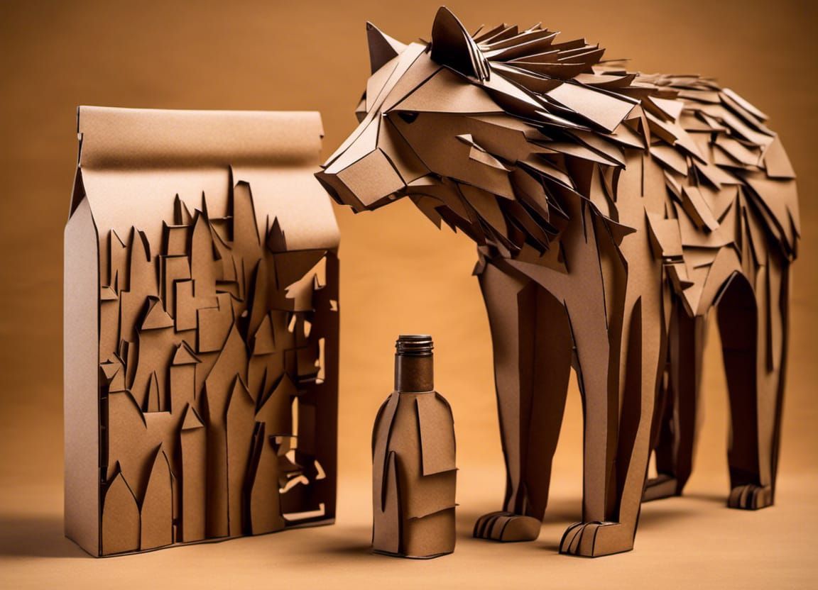 Brown wolf finds a nice recycled bottle