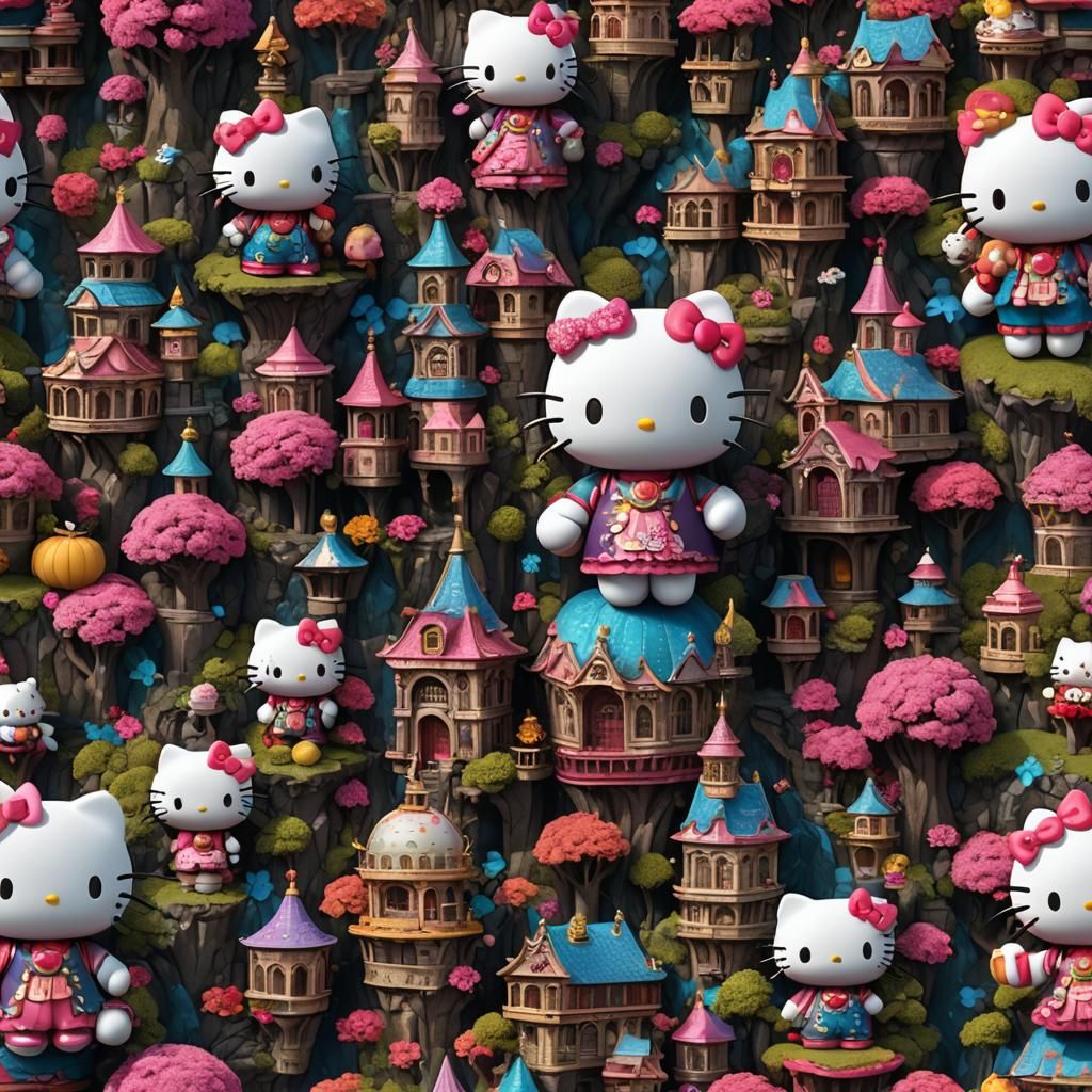Detailed Matte Painting of Hello Kitty in 8K