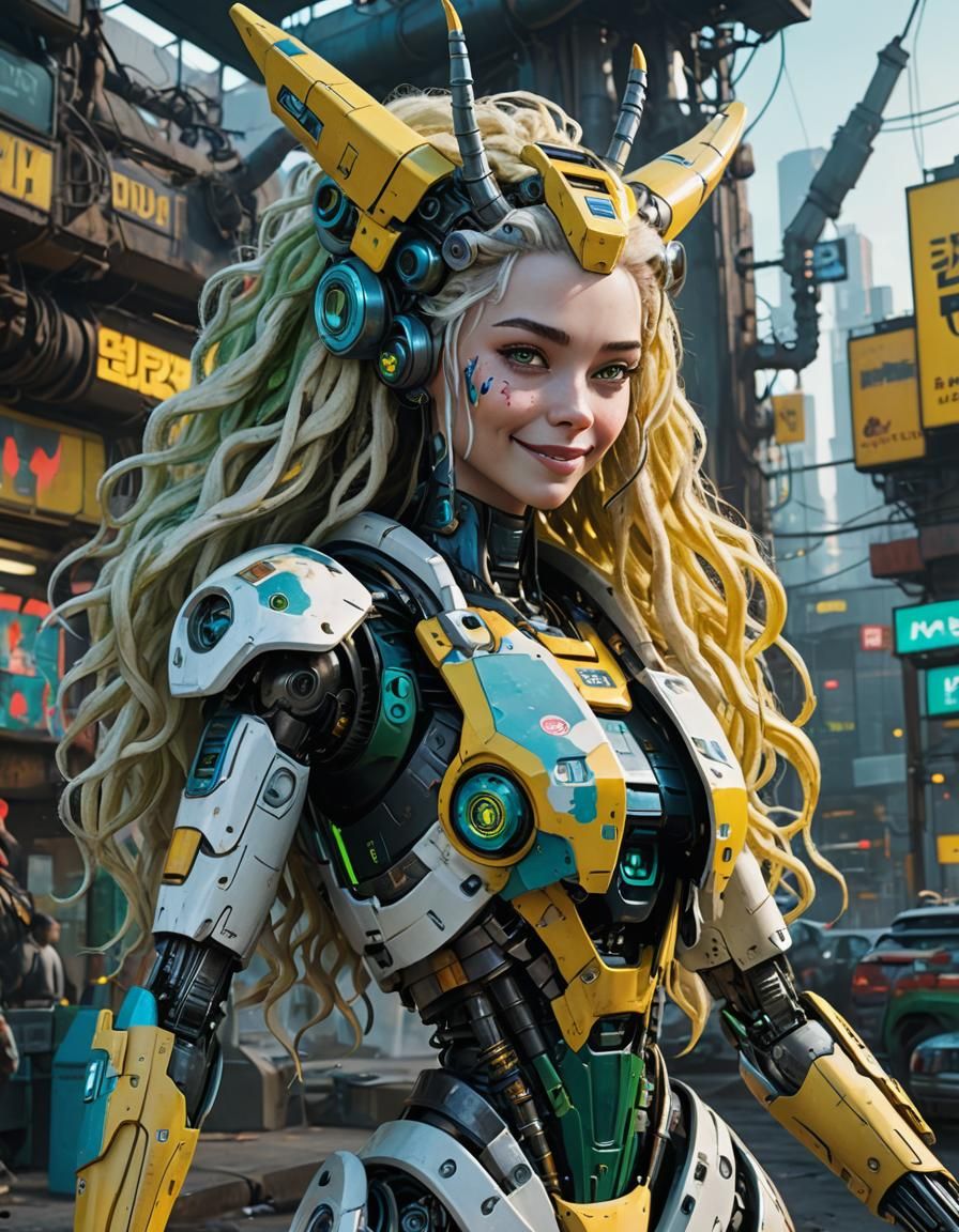 Robot Lilu with Curvy Body in Cyberpunk Style