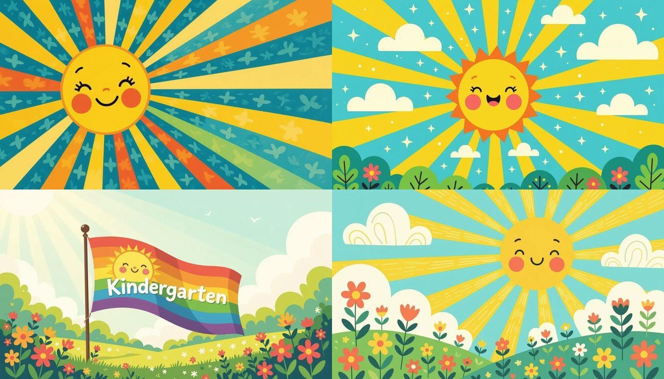 Bright Cute Kindergarten Flag with Many Details