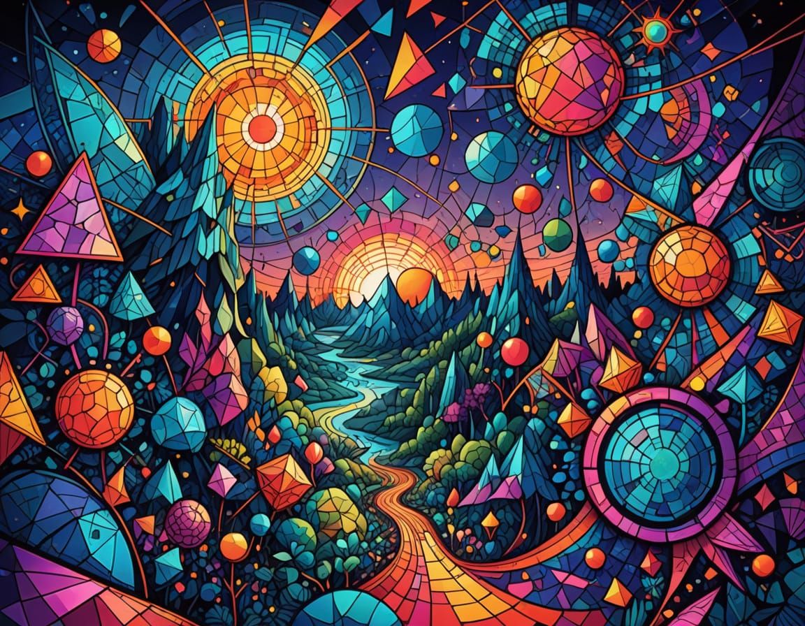 Psychedelic Dreamscape in Abstract Fractal Style