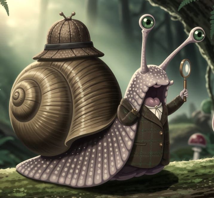 Snail as Sherlock Holmes in Art Nouveau Style