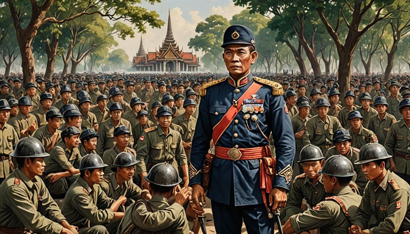 King Taksin Motivates Troops in Detailed Matte Painting