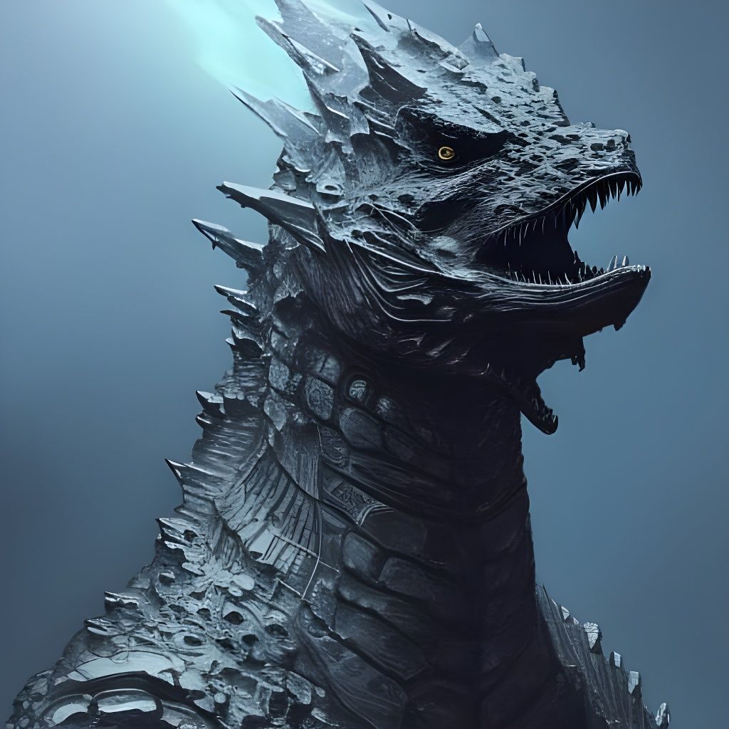 Godzilla Portrait in Hyperdetailed Style
