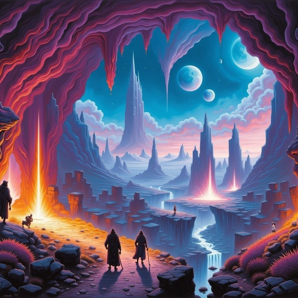 Luminous Alien Landscape in Atmospheric Digital Art Style