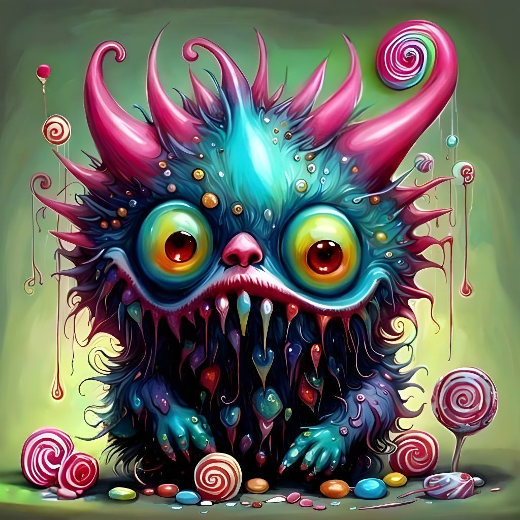 Candy Monster with Spikey Horns in Ultra-High Definition