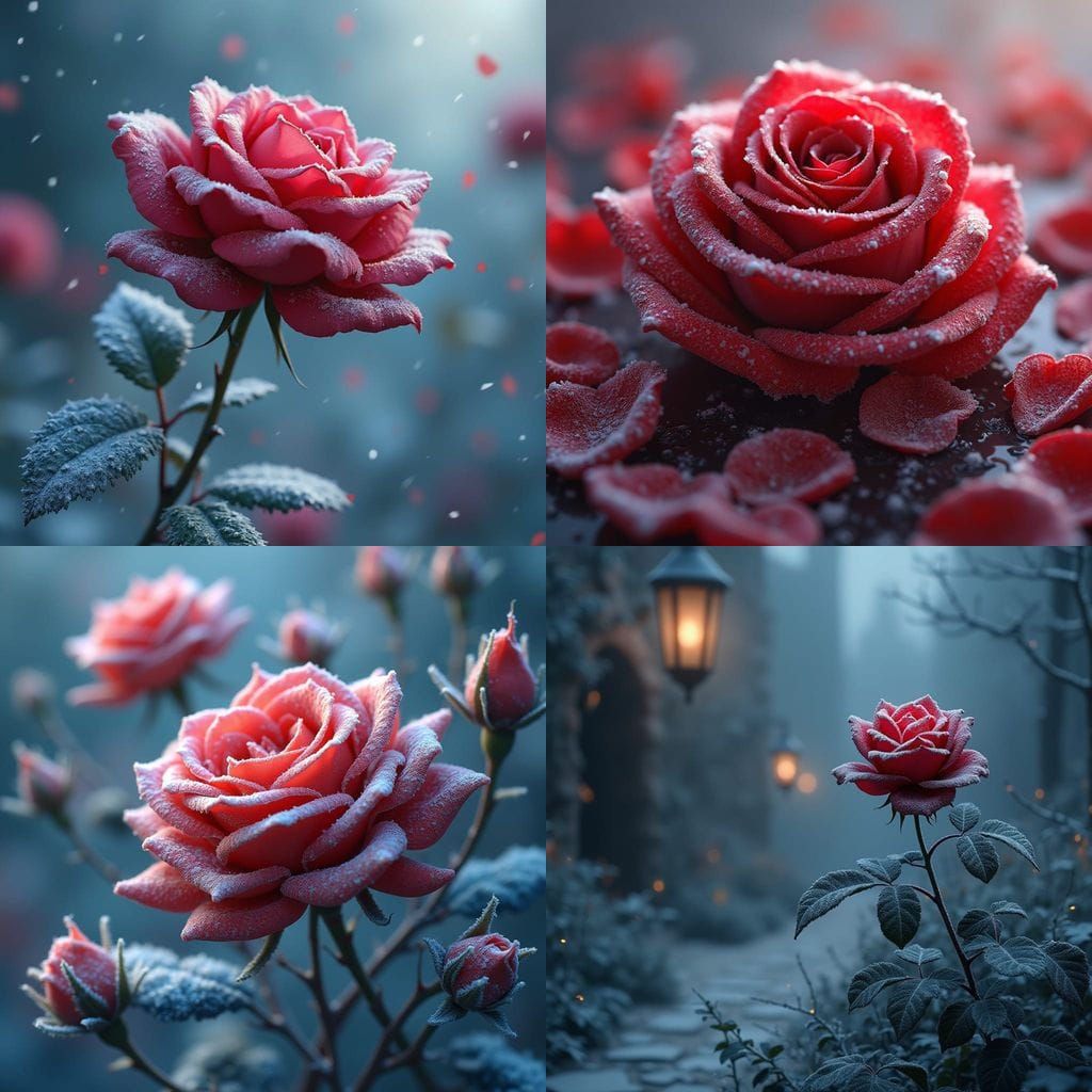 Ethereal Rose in Snowy Hush, in Fantastical Style