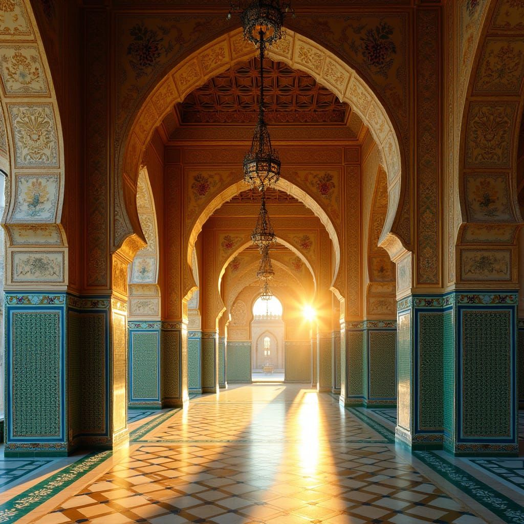 Majestic Moorish Palace Basks in Sunset Glory