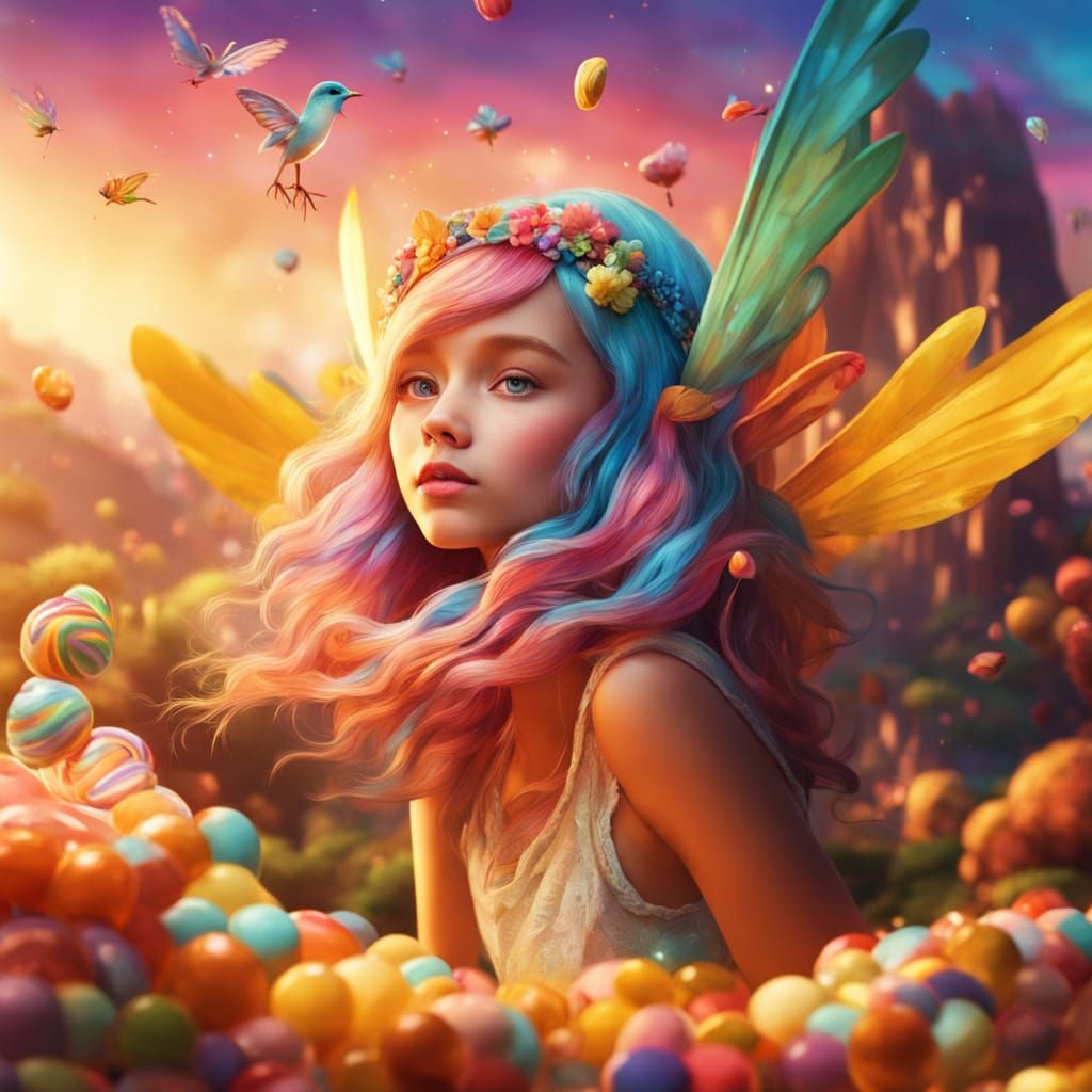 Turquoise Fairy Dancing in a Candy Land