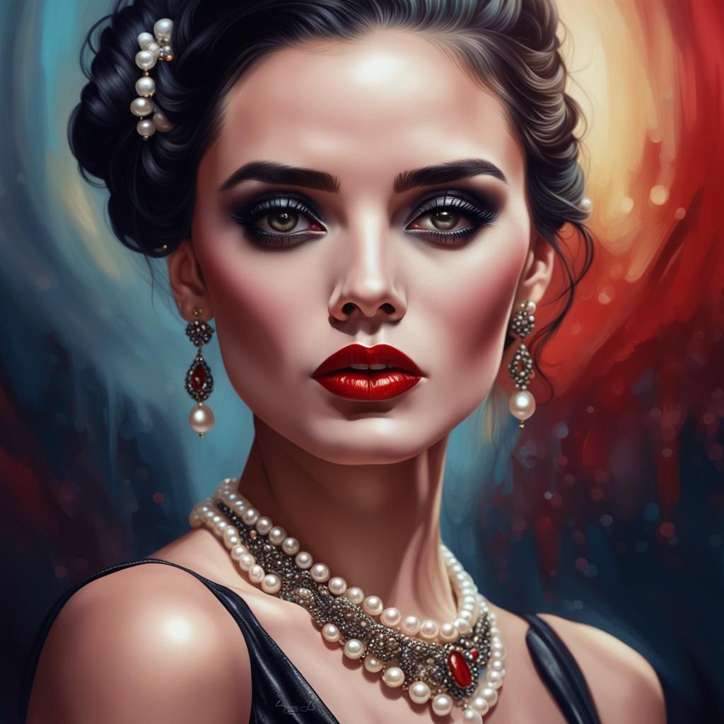 Classy Woman with Dark Hair in Hyperrealistic Style