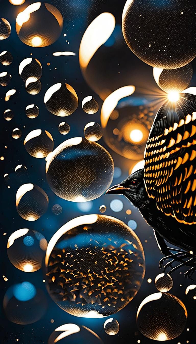 Blackbird Flying Into the Night Light