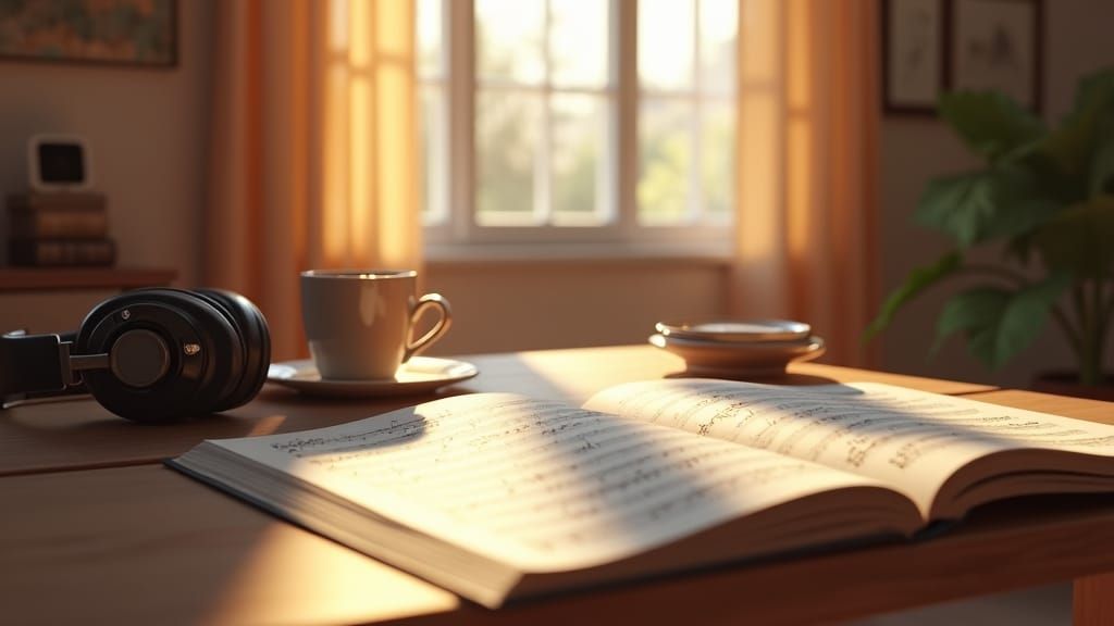 Tranquil Study Space with Natural Light, Digital Art