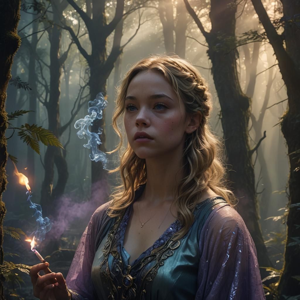 Ethereal Forest Portrait with Glowing Orb