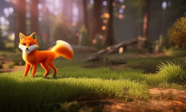 Adorable Fox in 3D Game Cinematic Style