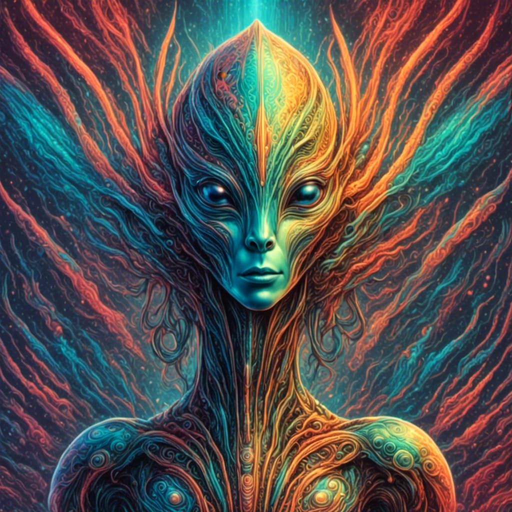 Intricate Alien Female with Elongated Head
