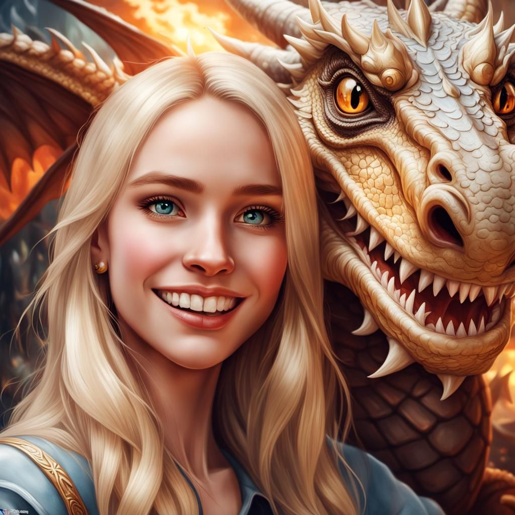 Woman's Selfie with a Cute Dragon