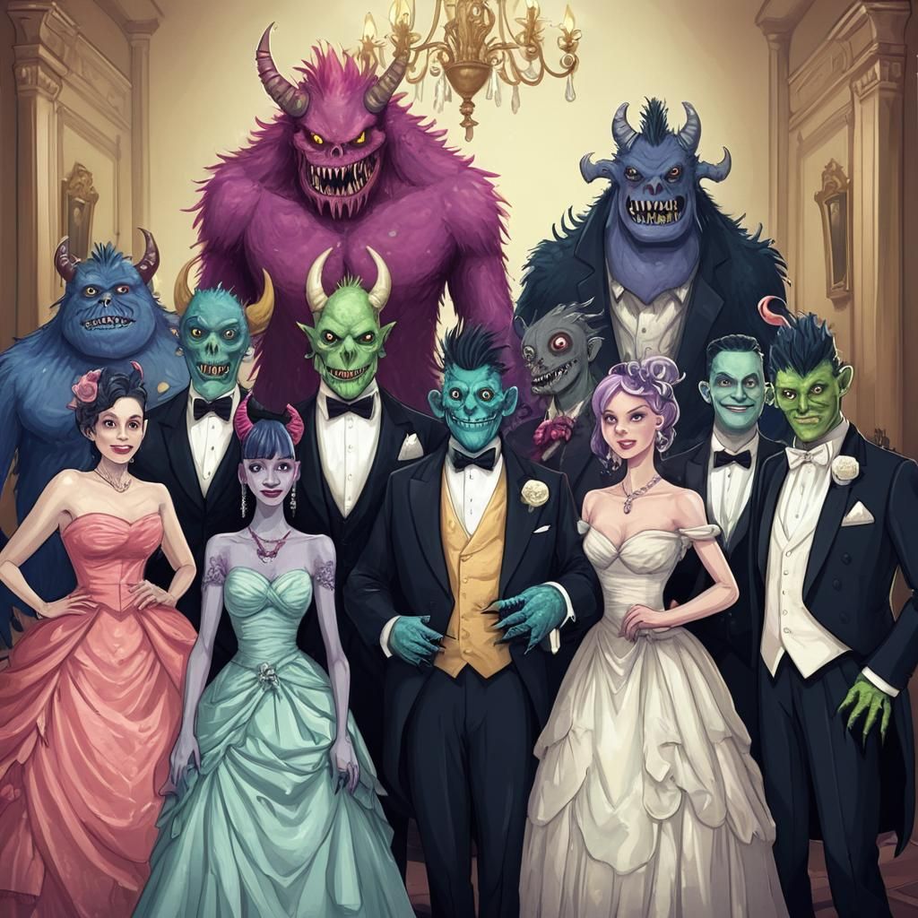 Monsters in Formal Dress at a Ball