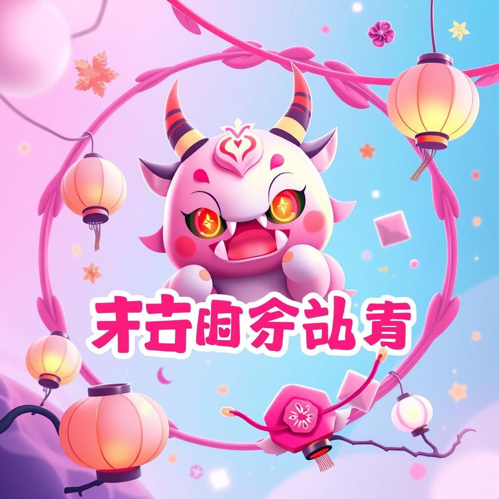 Chibi Yokai Banner in 3D Anime Art Style