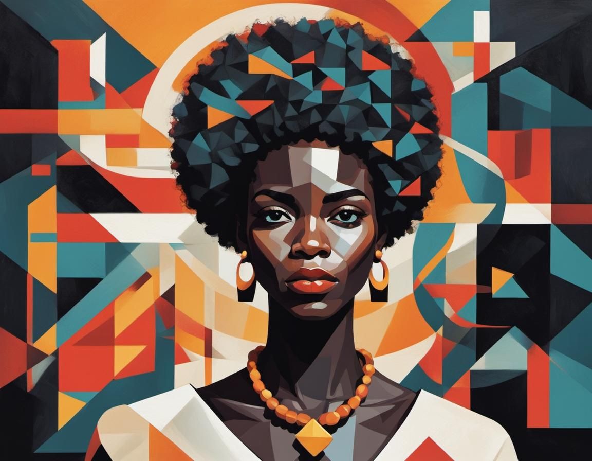 Geometric Vector Portrait of a Black Woman