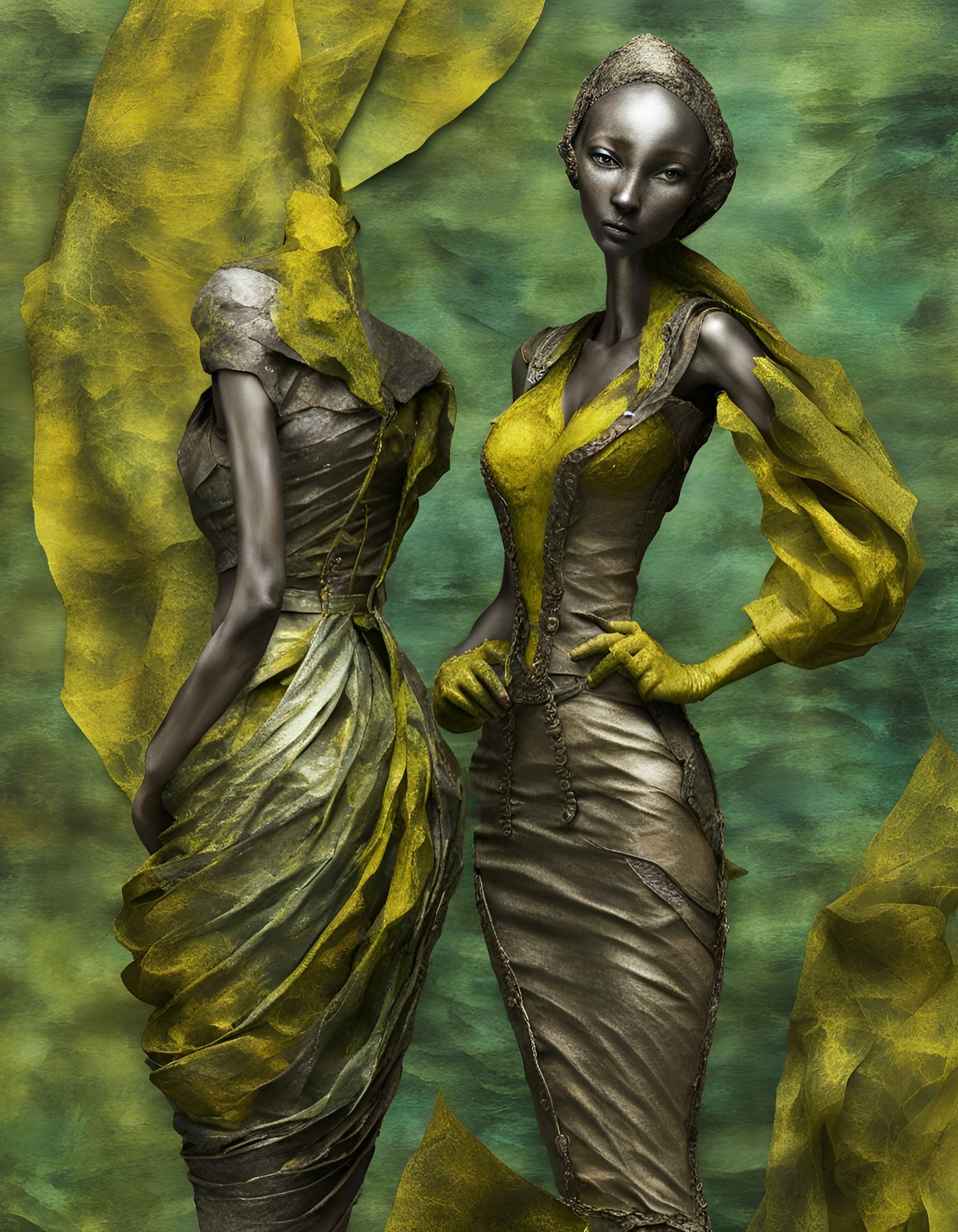 Abstract Sculptural Textile Art in Industrial Grunge Style