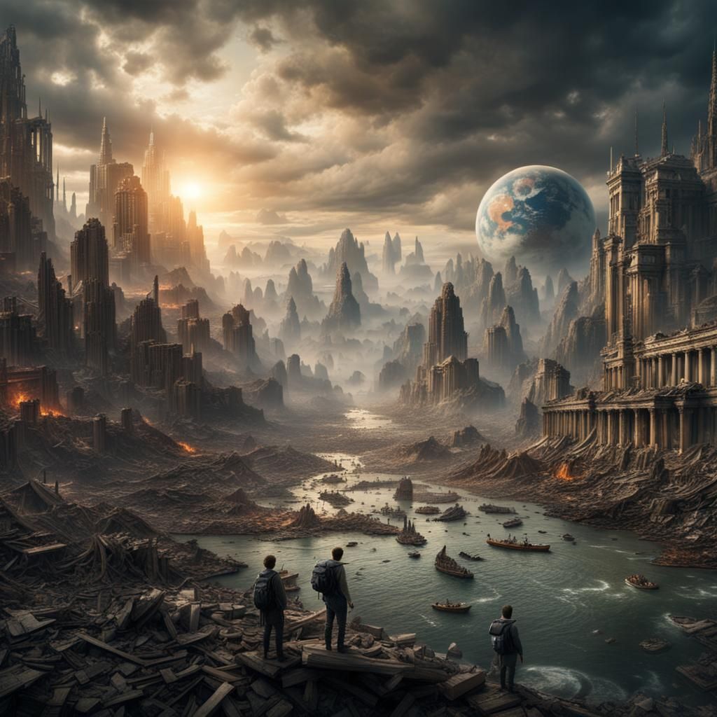 Climate Change Aftermath: A Dramatic Digital Painting