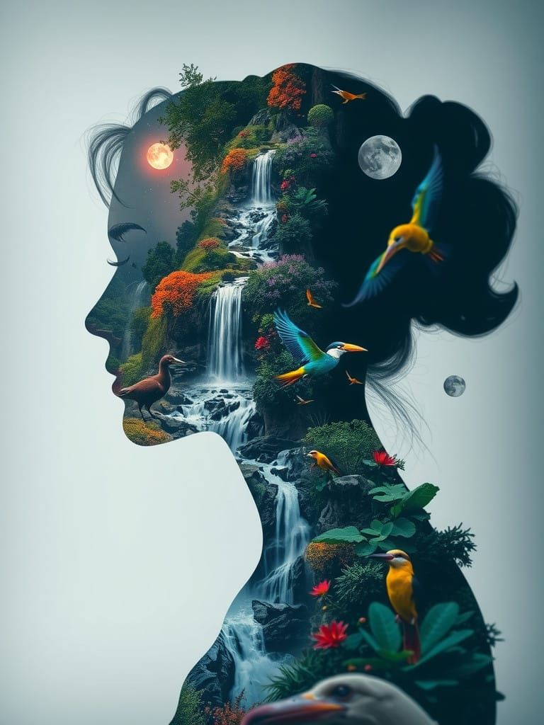 Vibrant Waterfall Dreamscape in Fantasy Art Style