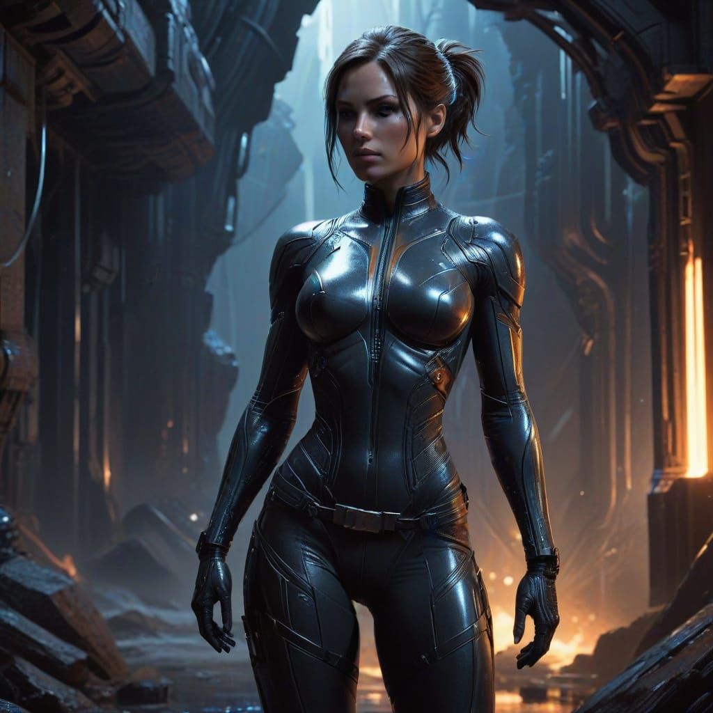 Lara Croft in Futuristic Sci-Fi Catsuit