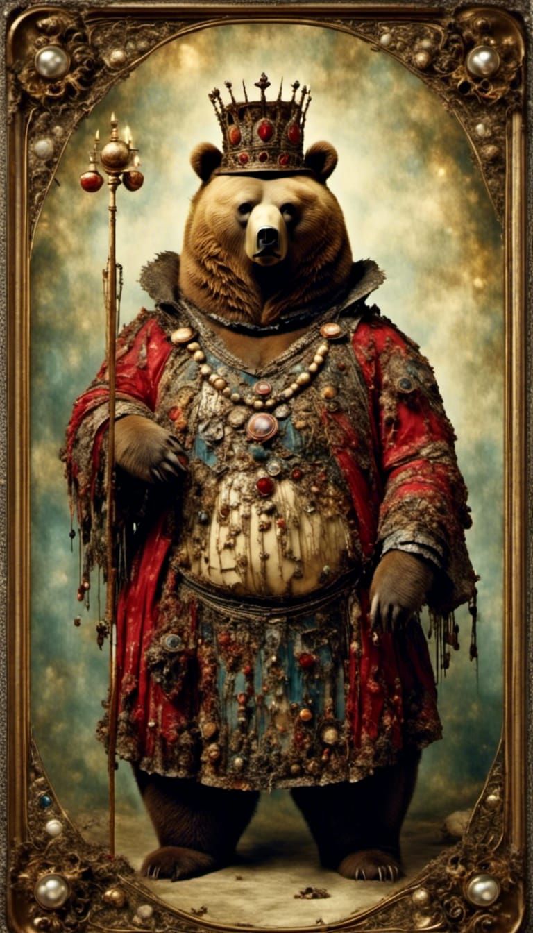 Magical Obese Bear as The Emperor Tarot Card