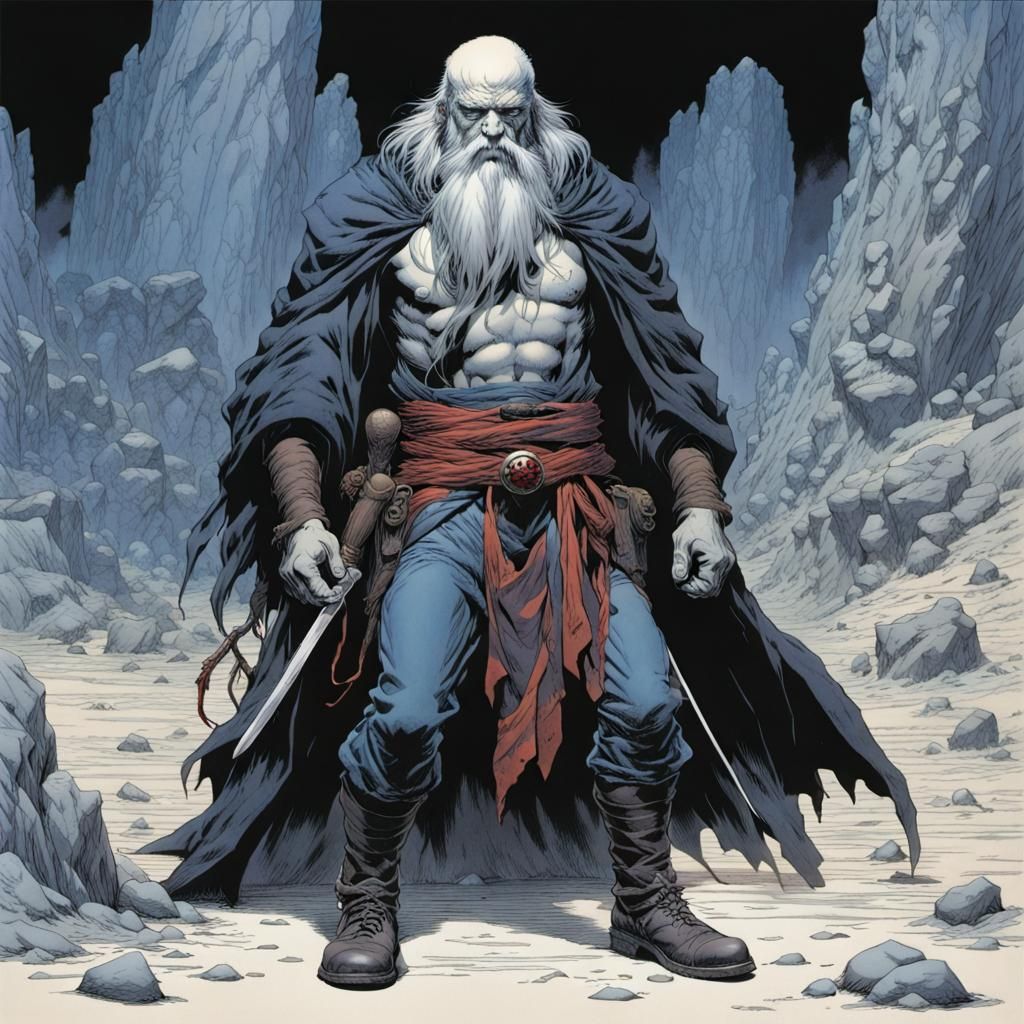 Grimdark Scene Inspired by Ukiyo-e and Fantasy Art