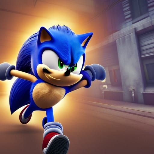 Angry Sonic the Hedgehog in 3D Game Style