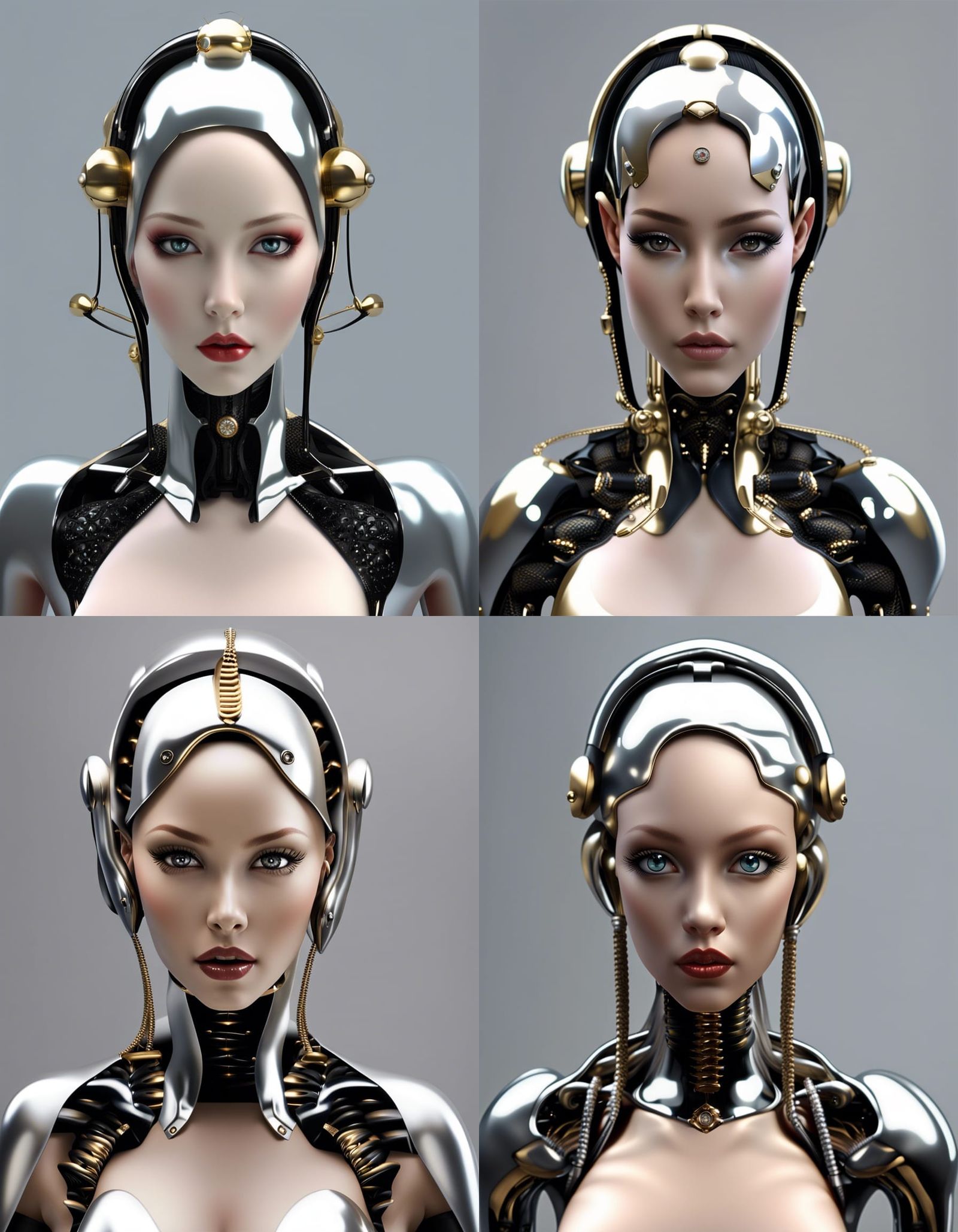 Advanced Android Goddess with Metallic Ponytail