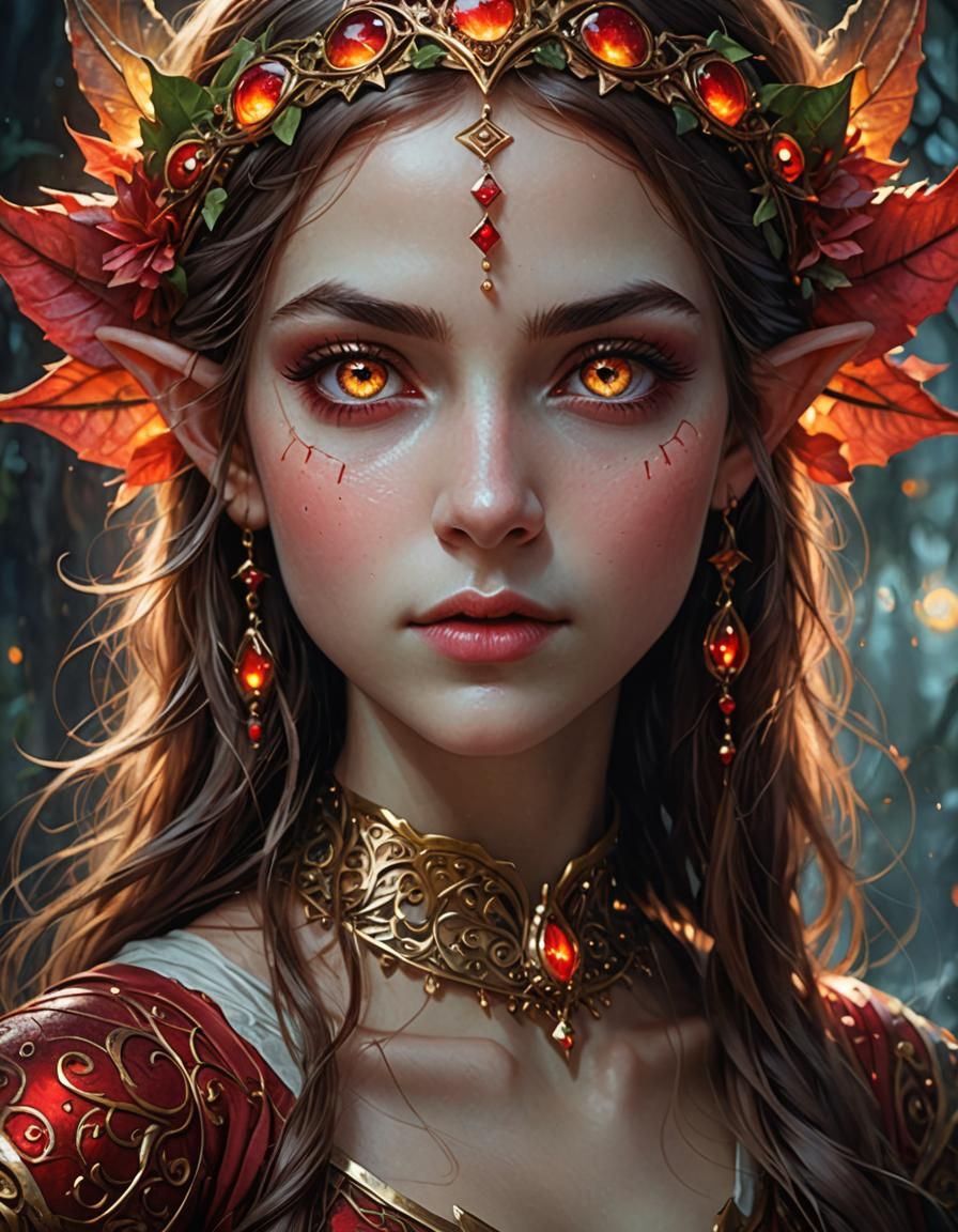 Beautiful Elf Goddess Portrait in Hyperrealistic Style