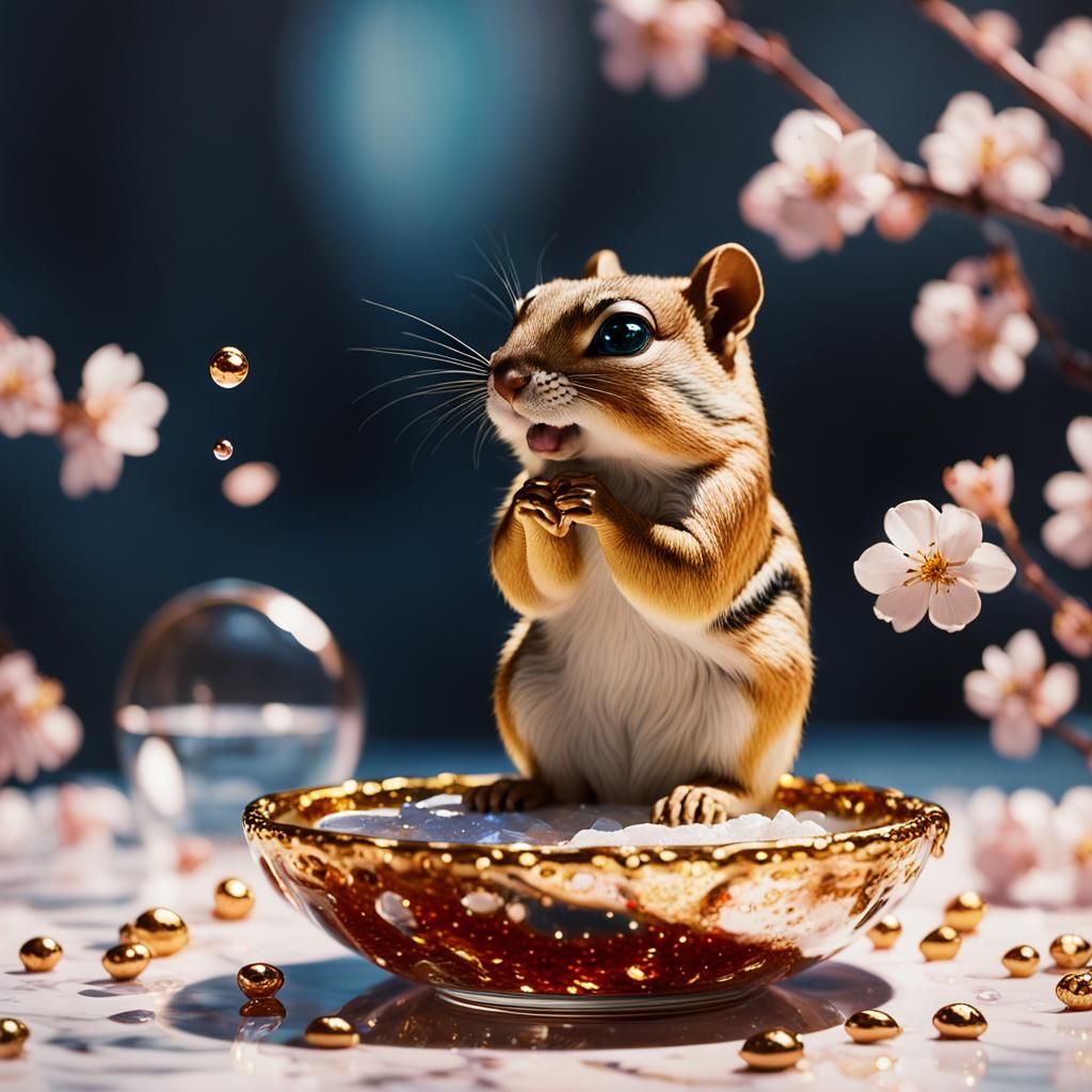 Chipmunk with Supernova Tears, Erté Style