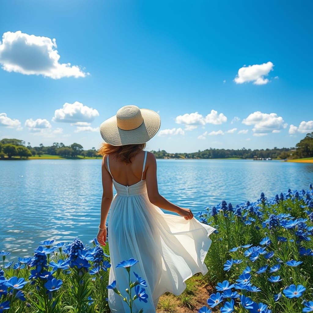 Serene Garden Scene in Impressionist Style