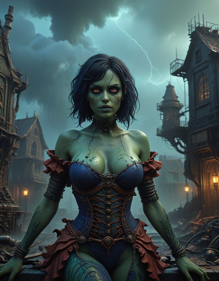 Goblin-Elf Hybrid in a Zdzisław Beksiński-inspired Dreamscap...