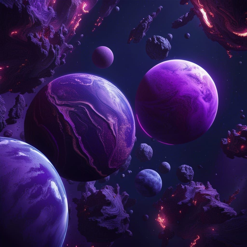 Purple Planet and Moons: Fantasy Concept Art