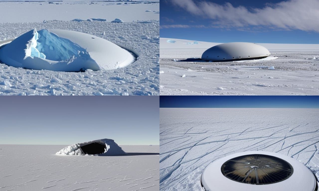 Crashed Ancient UFO in Antarctic Snow Field