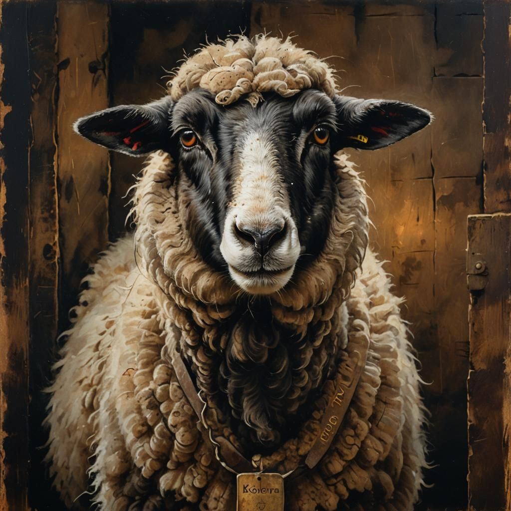 Sheep Portrait in Spanish Expressionism Style