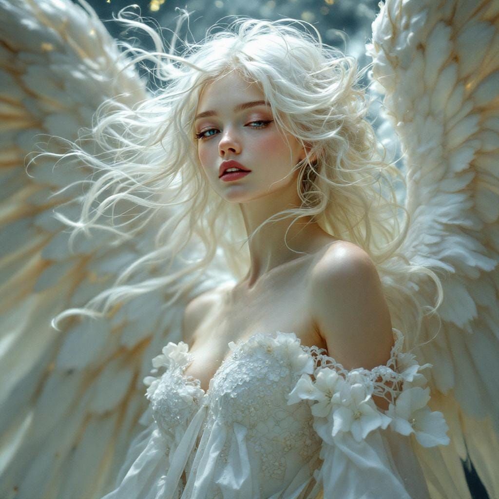 Ethereal Angel in Art Nouveau Style