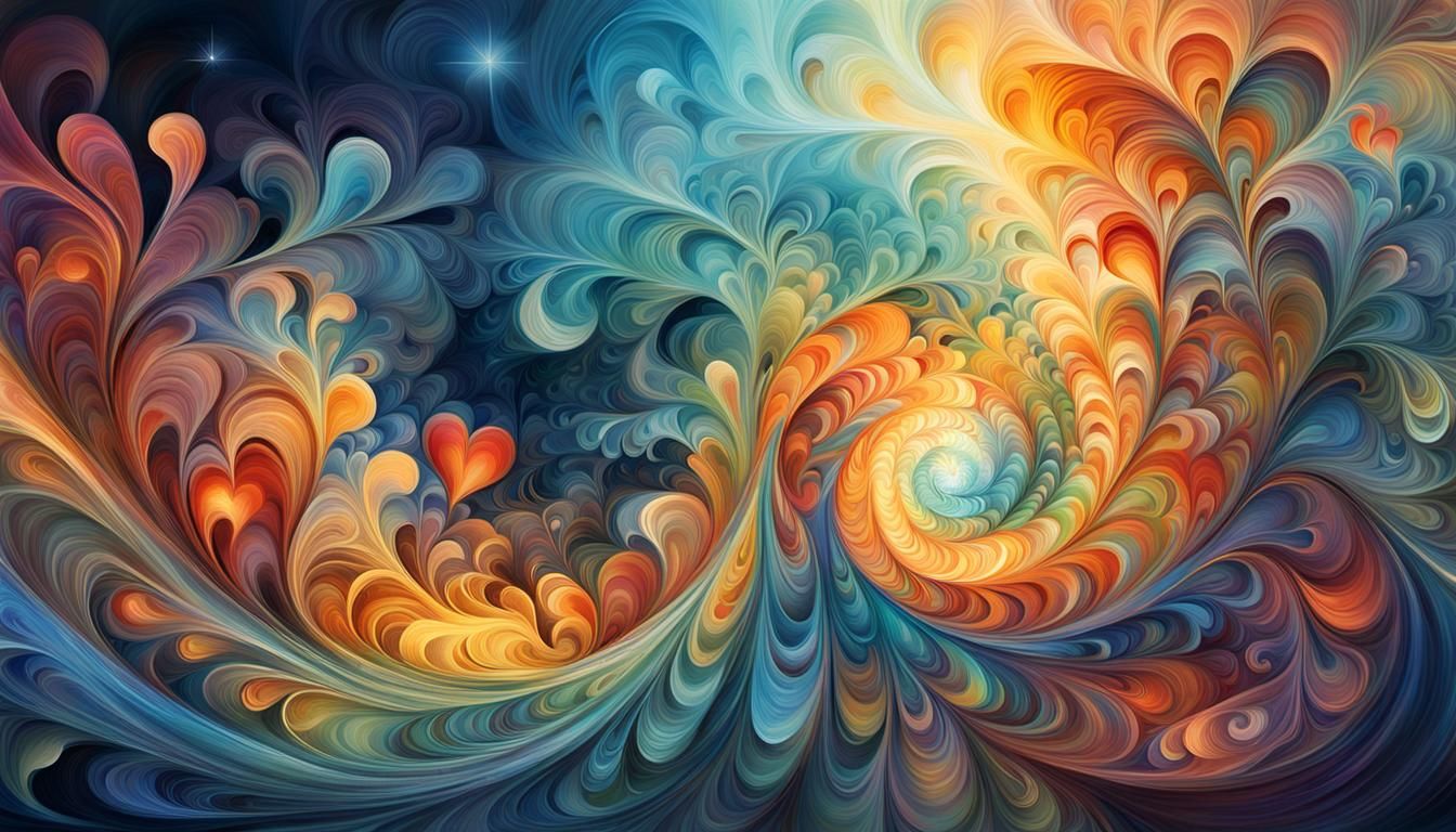 Abstract Painting of Love and Connection