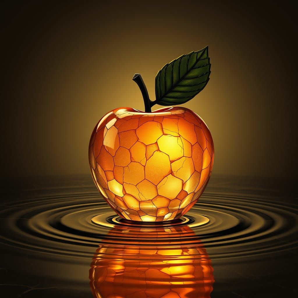 Crystal Apple with Art Nouveau Patterns in Comic Style